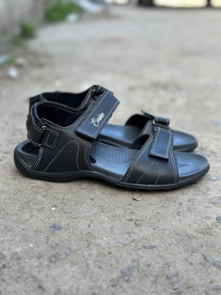 картинка Чоловічі сандалі шкіряні літні чорні-серые Monster Tracking П-сер от магазина Obuff 