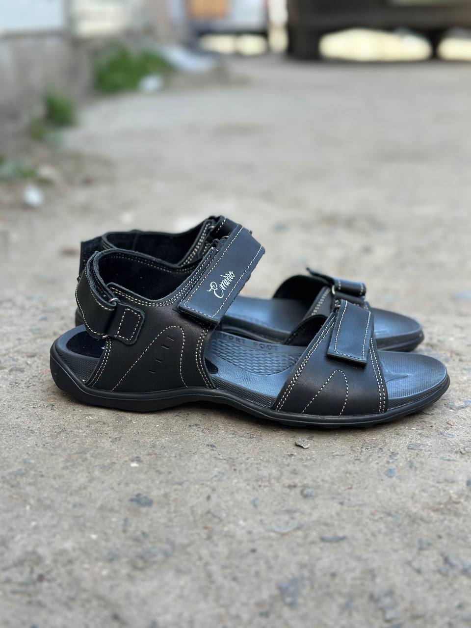 картинка Чоловічі сандалі шкіряні літні чорні-серые Monster Tracking П-сер от магазина Obuff 