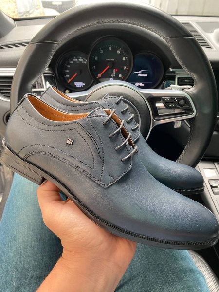 картинка Чоловічі туфлі шкіряні весняно-осінні сині Stas 330-24-91 от магазина Obuff 