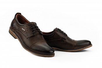 картинка Чоловічі туфлі шкіряні весняно-осінні коричневі Vivaro 555 от магазина Obuff 