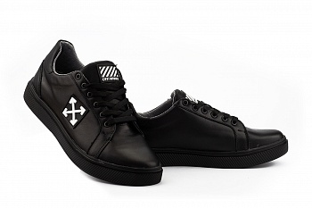 картинка Чоловічі кросівки шкіряні весняно-осінні чорні CrosSav 410 Off от магазина Obuff 