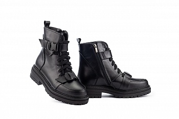 картинка Жіночі черевики шкіряні весняно-осінні чорні Mkrafvt C 249 На байке от магазина Obuff 