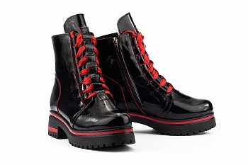 картинка Жіночі черевики шкіряні зимові чорні-красные Topas Casual 11143 от магазина Obuff 