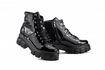 картинка Жіночі черевики шкіряні зимові чорні-лак Vladeks 1377 от магазина Obuff 