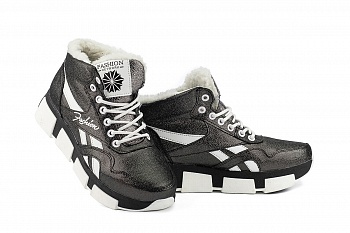 картинка Жіночі кросівки шкіряні зимові чорні-белые CrosSAV 50 Classic Leather Pearl от магазина Obuff 