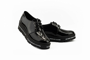 картинка Жіночі туфлі шкіряні весняно-осінні чорні DARINI 203 от магазина Obuff 