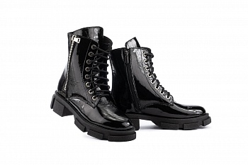 картинка Жіночі черевики шкіряні весняно-осінні чорні-лак Yuves 129 байка от магазина Obuff 