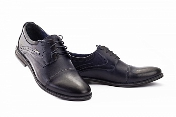 картинка Чоловічі туфлі шкіряні весняно-осінні сині Vivaro 555 от магазина Obuff 