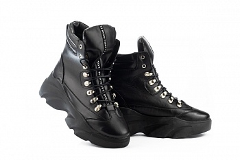картинка Жіночі черевики шкіряні зимові чорні Viktoria 003 от магазина Obuff 